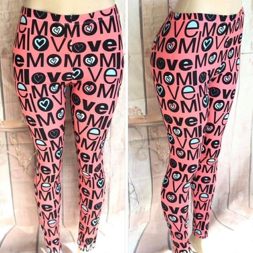LOVE MOM pink Leggings New